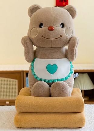 Мягкая игрушка с пледом мишка 21552 60 см 100х170+-5 см коричневая