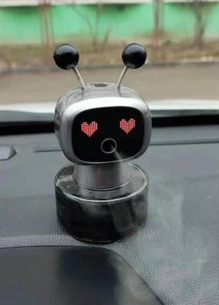 Автомобильный ароматизатор с led-экраном usb robot черный