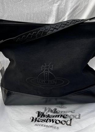 Чорна сумка-хобо vivienne westwood accessories із комбінованих матеріалів.