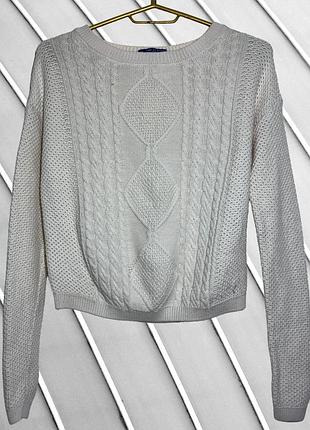 Женский свободный свитер с узором time of style xs s 34 36 42 тайм оф стайл бежевый теплый вязаный оверсайз свитер time of style s
