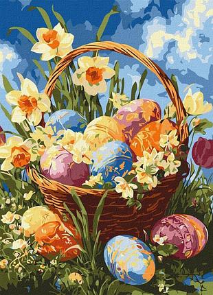 Картина по номерам "корзина с писанками и нарциссами" ©art_selena_ua kho5185, 30х40 см