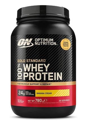 Сывороточный протеин optimum nutrition gold standard 100% whey eu, 780 грамм - банановый крем