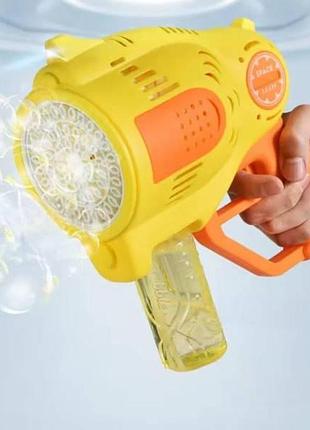 Пистолет генератор мыльных пузырей с подсветкой 4*аа kb 1302-91429 bubble gun желтый