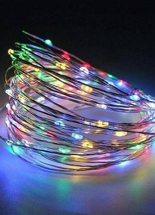 Гирлянда роса линейная 10м 100led на батарейках и usb a29 multi мультиколор