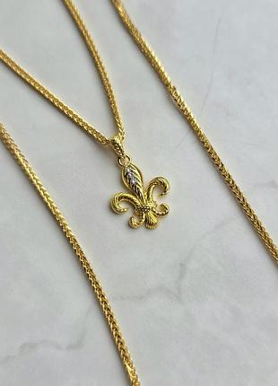 Кулон gold chrome hearts fleur de lys 3