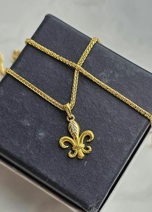 Кулон gold chrome hearts fleur de lys