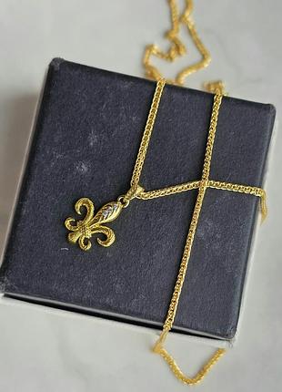 Кулон gold chrome hearts fleur de lys 8