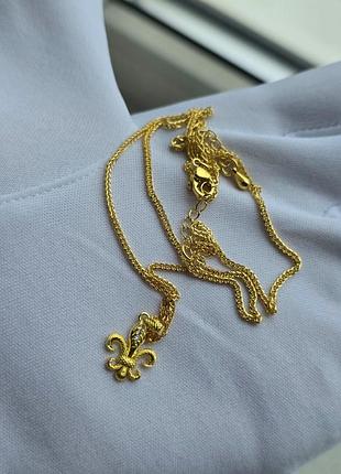Кулон gold chrome hearts fleur de lys 7