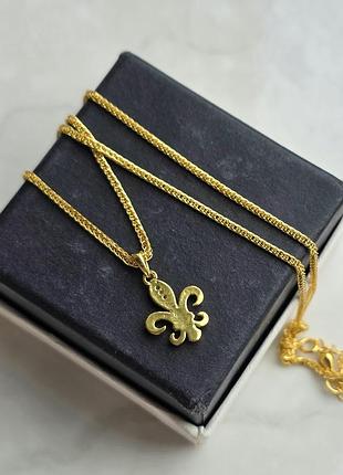 Кулон gold chrome hearts fleur de lys 9