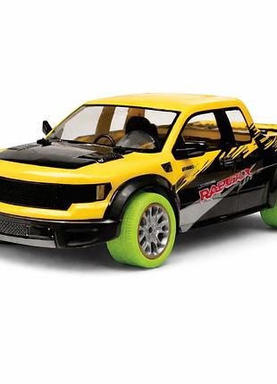 Машинка на радиоуправлении с пультом projectx ford f-150 raptor dt-347 черная с желтым