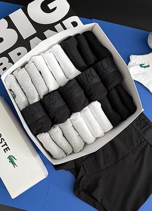 Подарочный бокс мужских трусов и носков lacoste 5 штук черный набор боксеров для мужчины упаковка коротких носков 18 пар xl