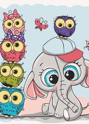 Роспись на холсте "слонник с совами" art craft 15561-ac 30х30 см