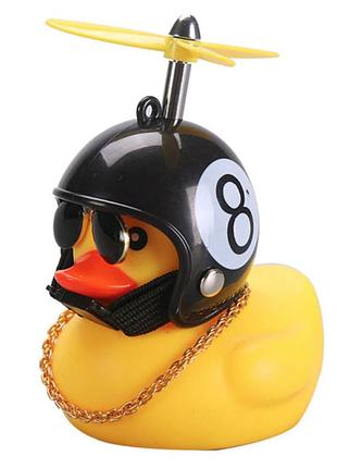 Автомобільна качка з шоломом і кріпленням funny ducks black number 8 5180