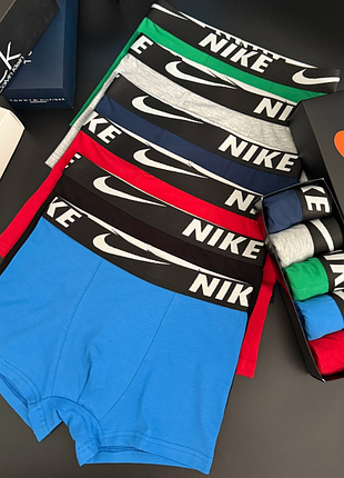 Боксери чоловічі якісні nike стильний комплект трусів 5 шт однотонні із натуральної бавовни різних кольорів на подарунок