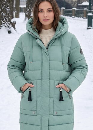 Стильный модный пуховик,зимний ментоловый пуховик /пальто от nolvit collection,размер 52