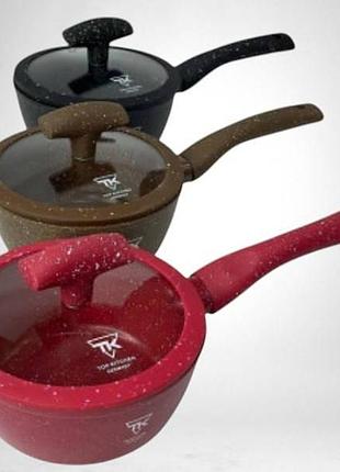 Набор посуды с крышками с антипригарным покрытием 10 предметов тор kitchen тк00100 красный