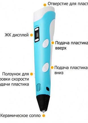 3d ручка h0220 з дисплеєм блакитна