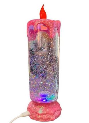 Лампа декоративная настольная свеча 3*ааа/usb romantic candle розовая