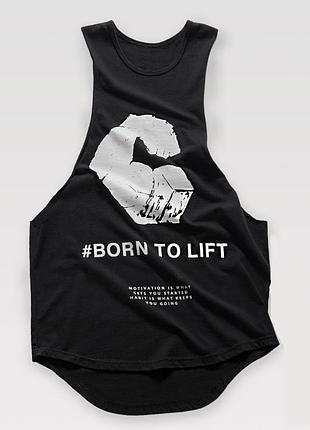 Безрукавка чоловіча майка для тренувань "born to lift" чорна