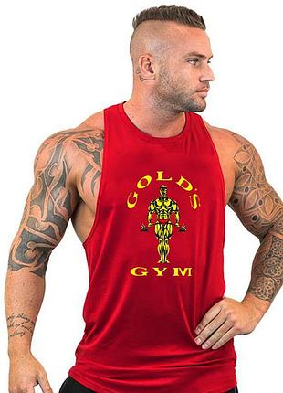 Майка мужская для тренировок "gold's gym" красная xl