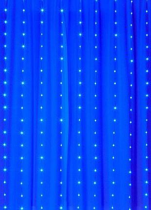 Гирлянда светодиодная от сети штора y-033b 19645 3х2 м 280 led синяя