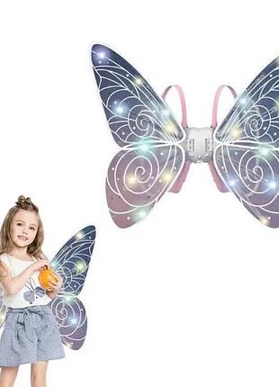 Крылья феи светодиодная подсветка, музыка на батарейке wings of fairie розовые