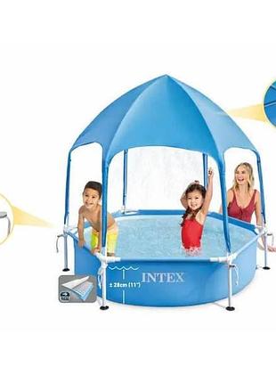Басейн з каркасним навісом 183-38см intex 28209 блакитний