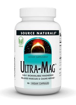 Ультра, маг, source naturals, 90 капсул, для нервной системы.