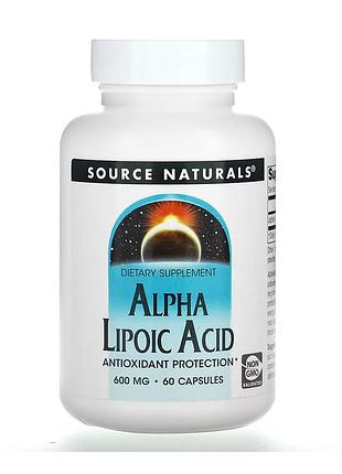 Альфа-липоевая кислота 600 мг, source naturals, 60 капсул