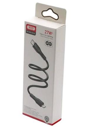 Кабель xo nb-q231a rock series type-c+lightning 27w черный