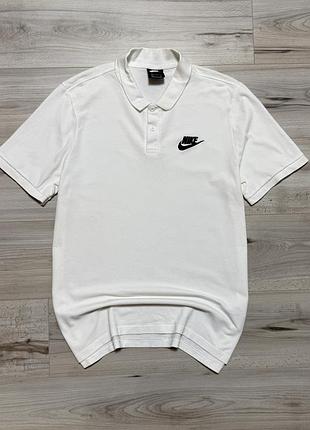 Хлопковая белая футболка поло найк nike sportswear futura pique polo, xl, оригинал