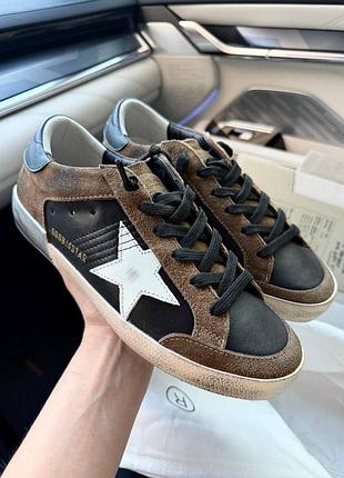Женские коричневые кеды кроссовки голден гус супер стар golden goose super star ggdb
