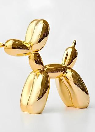 Статуетка собачка з кульки resteq - золота фігурка в стилі jeff koons balloon dog, інтер'єрний декор 10×10×4 см