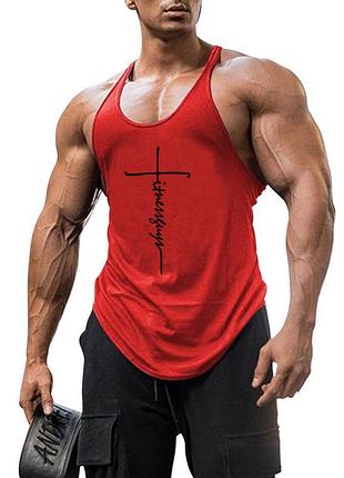 Майка мужская для бодибилдинга "fitness gym" красная