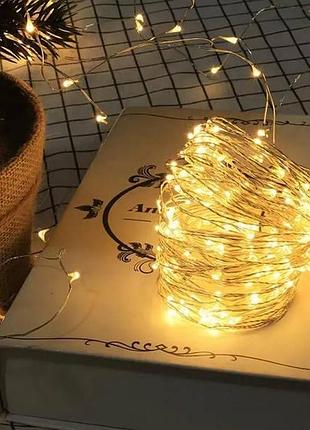 Гирлянда роса серебряная проволока usb с пультом д/у 50м 500led теплый свет