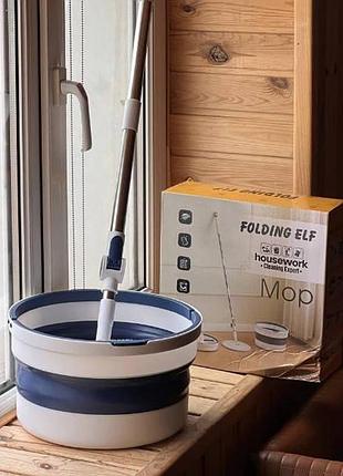 Швабра з відром із автоматичним віджимом кругла mop bucket and ly-1043 біла
