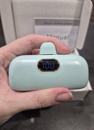 Мини-павербанк bygp 5000 ма*ч, type-c, мятный