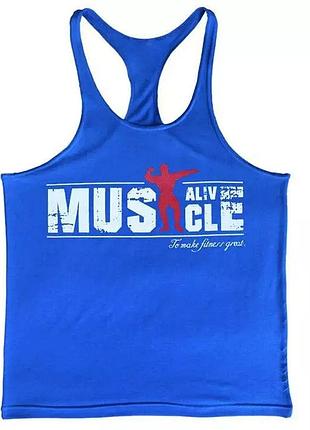 Майка мужская для тренировок "muscle alive" синяя м m