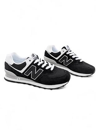 Мужские кроссовки new balance 574 черные с белым 44(28см)