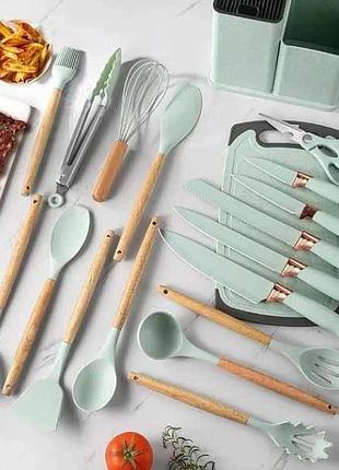 Набор кухонных принадлежностей 19 предметов kitchen set бирюзовый
