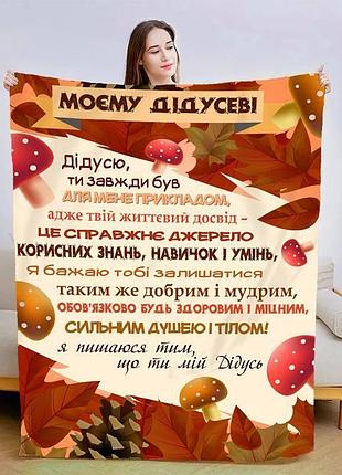 Плед 3d зі своїми побажаннями для дідуся "дідусю" 13908 160х200 см