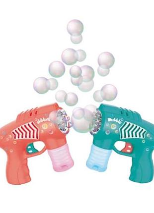 Пистолет генератор мыльных пузырей с подсветкой 4*аа 609-26 bubble gun красный