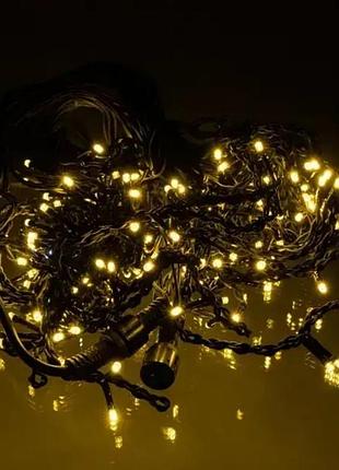 Гірлянда-бахрома вулична 20м 200led ip44 чорний дріт, тепле світло