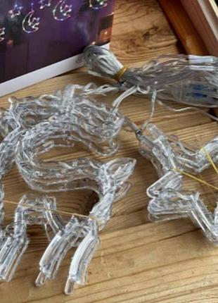 Гирлянда штора олени и звезды 10 шт usb теплый свет