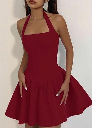 Shein актуальний бордо сарафан в стилі мерилін монро міні сукня плаття