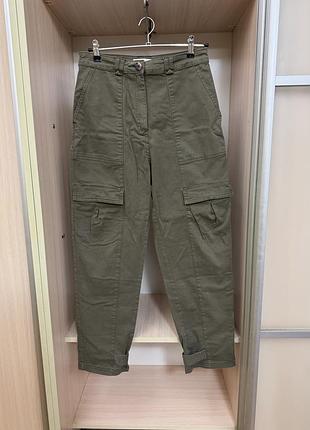 Джинсы-карго h&m mom fit с высокой посадкой