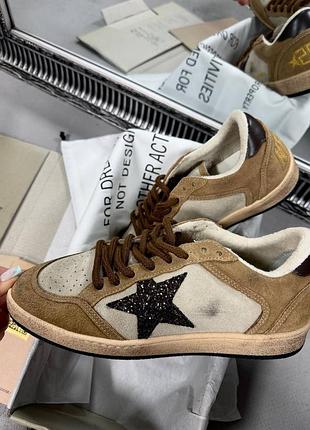 Жіночі коричневі кеди кросівки голден гусал стар golden goose ball star ggdb