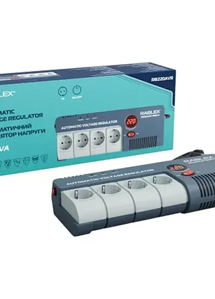 Стабилизатор напряжения rablex rb220avr 4 розетки, 1500va, автоматический регулятор напряжения