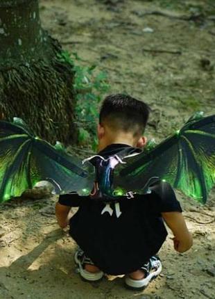 Крылья дракона с подсветкой и со звуком на батарейках shadow angel зеленые