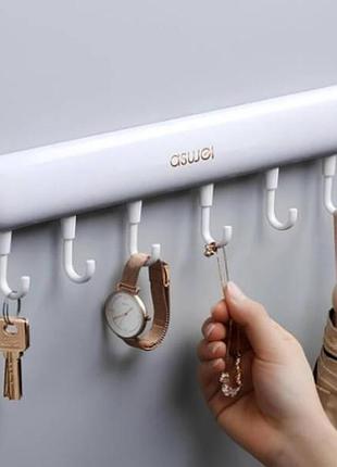 Полиця у ванну настінна з гачками towel hook ly-839 біла